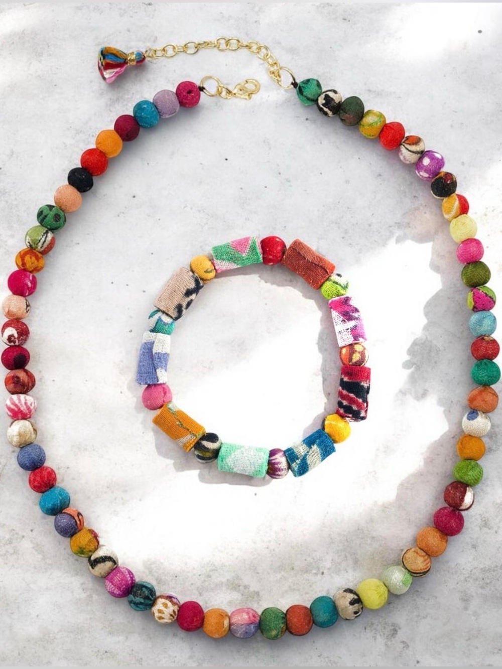 Kantha Necklace & Bracelet set
